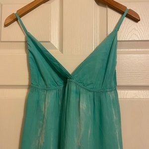 100% silk Gypsy05 sheer, teal tie-dyed maxi-dress